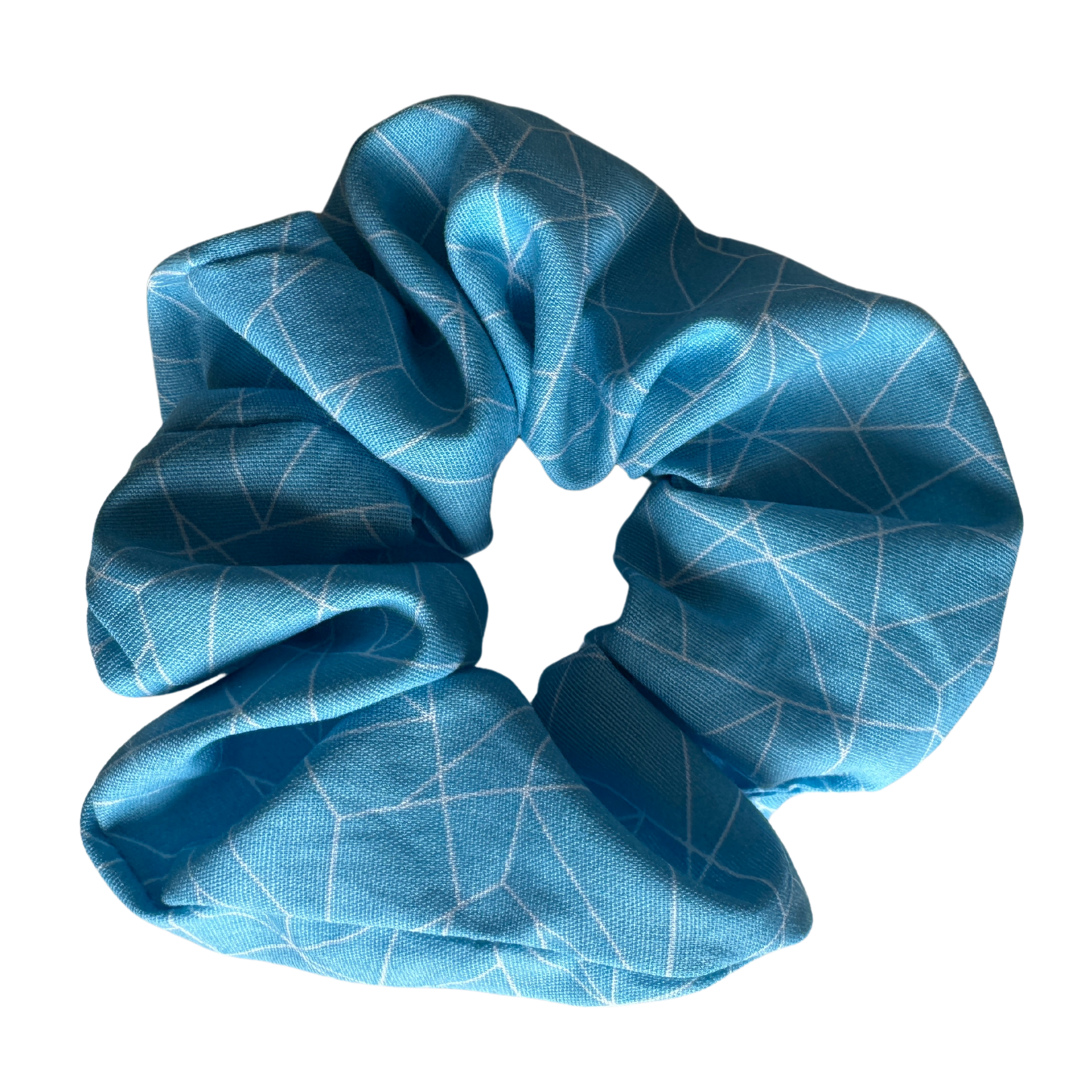 Turquoise and white scrunchie M, Geometric