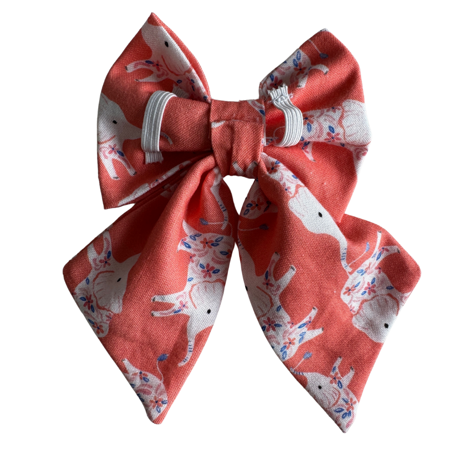 Coral sailor bow, white elephants