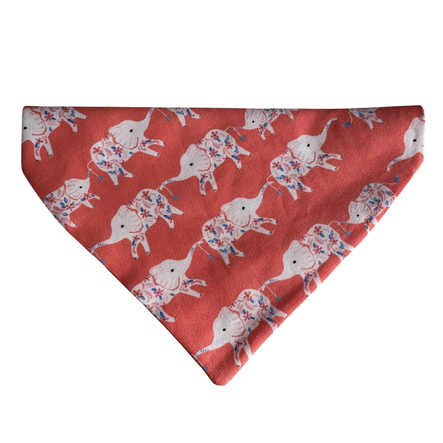 Coral and white bandana, elephants