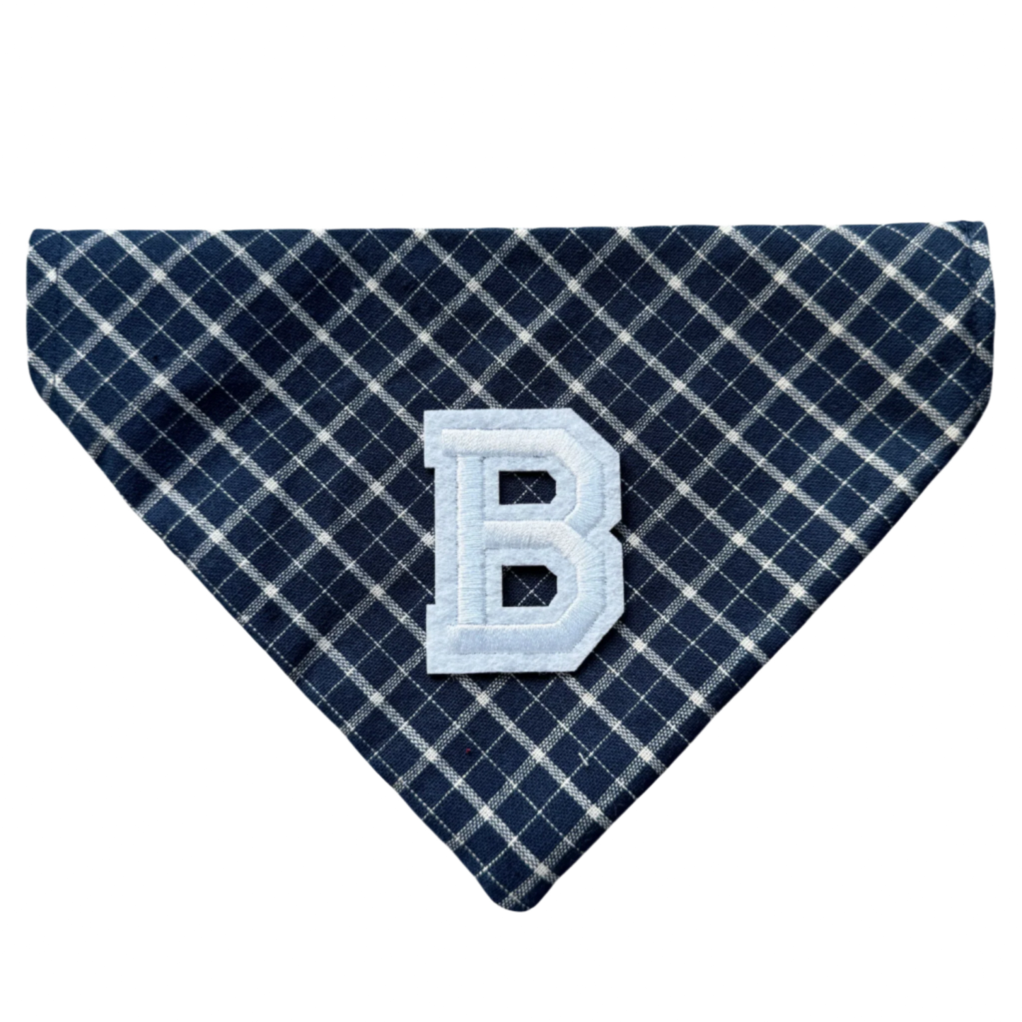 Blue and beige linen bandana, Personalised