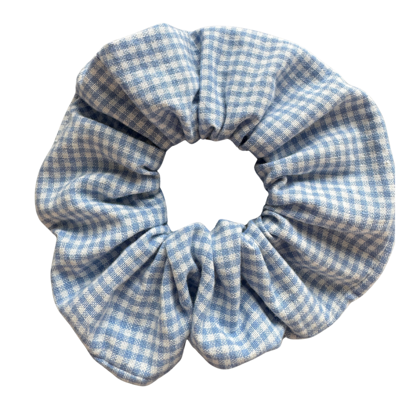 Light blue and white scrunchie L, Gingham