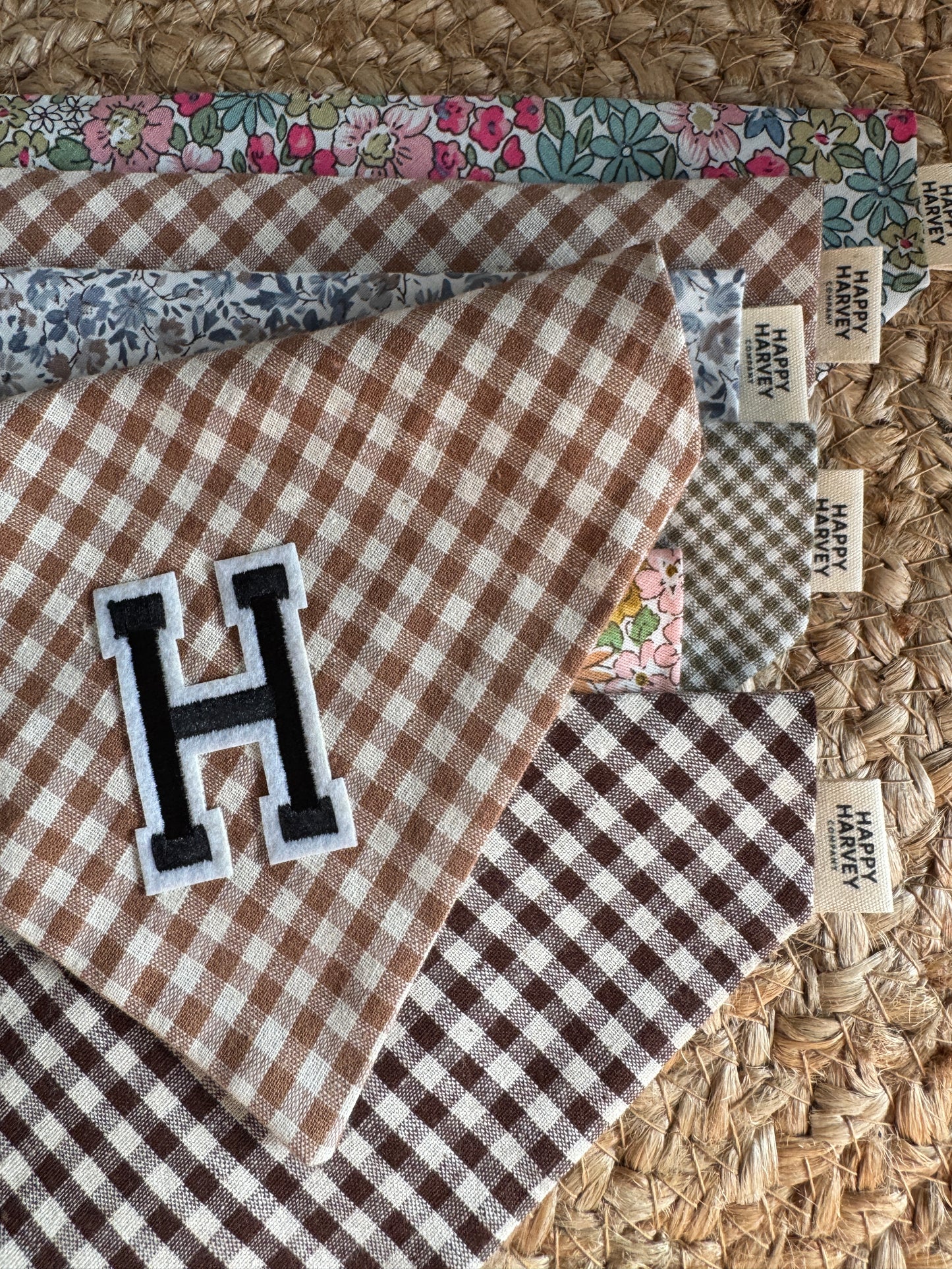 Bandana, checked, brown, personalised