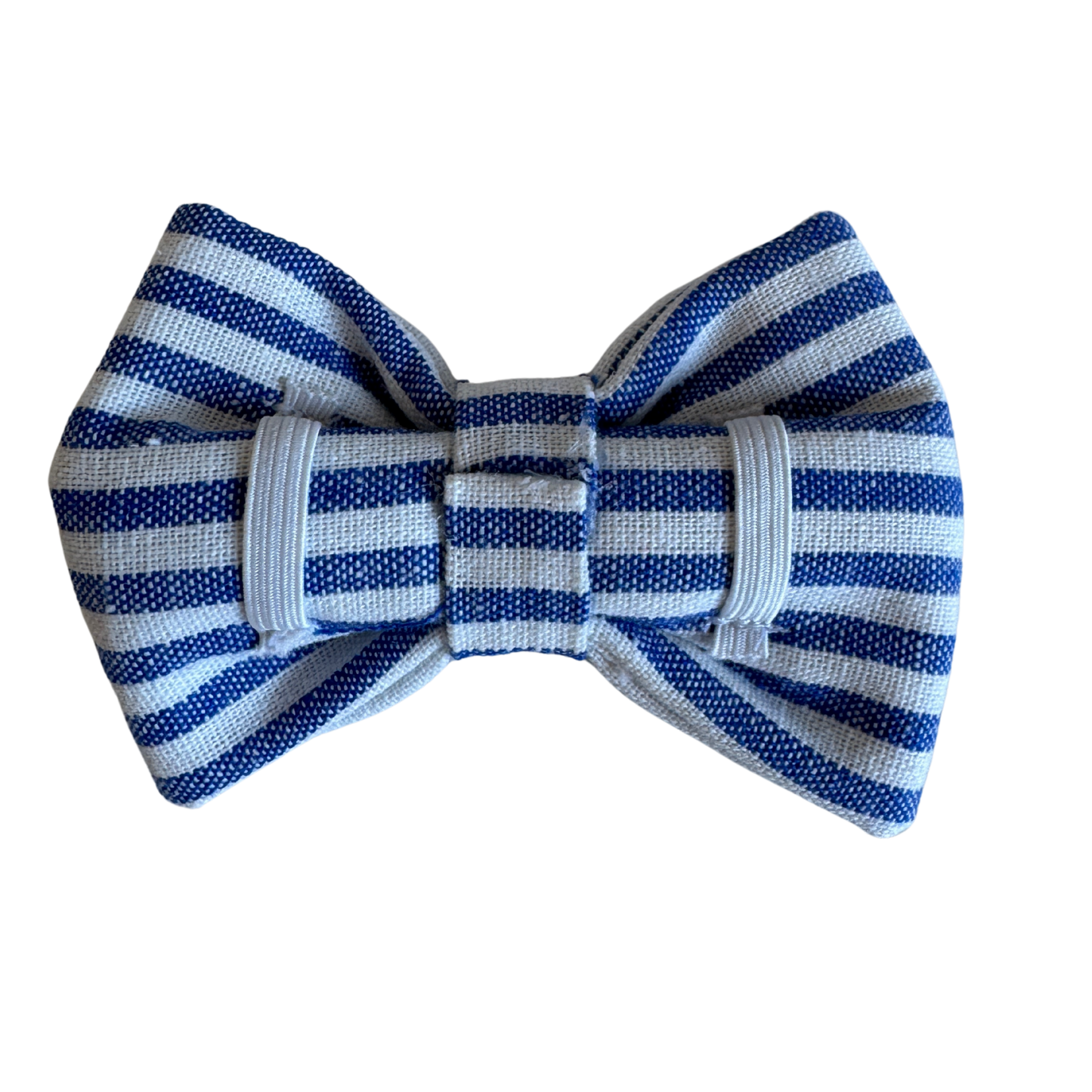 Blue and white bow tie, Striped