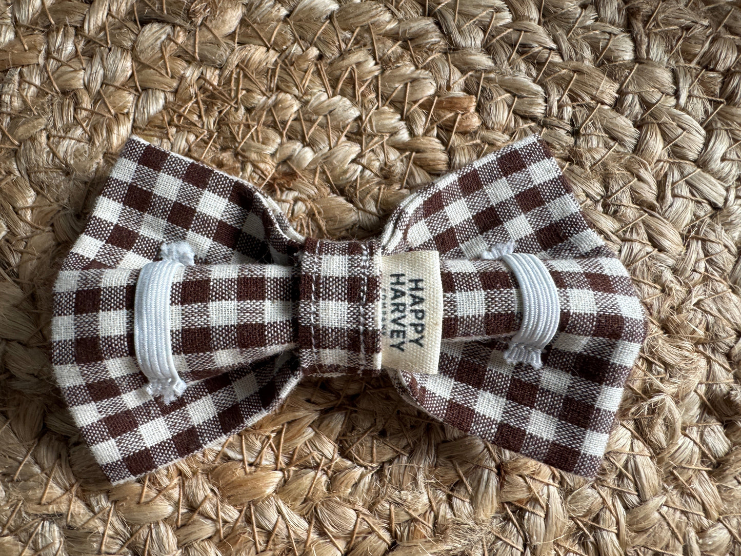Bow, checked, dark brown