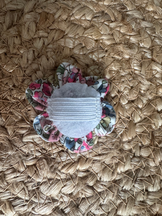 Dog collar flower - pink floral pattern showing elastic on the back