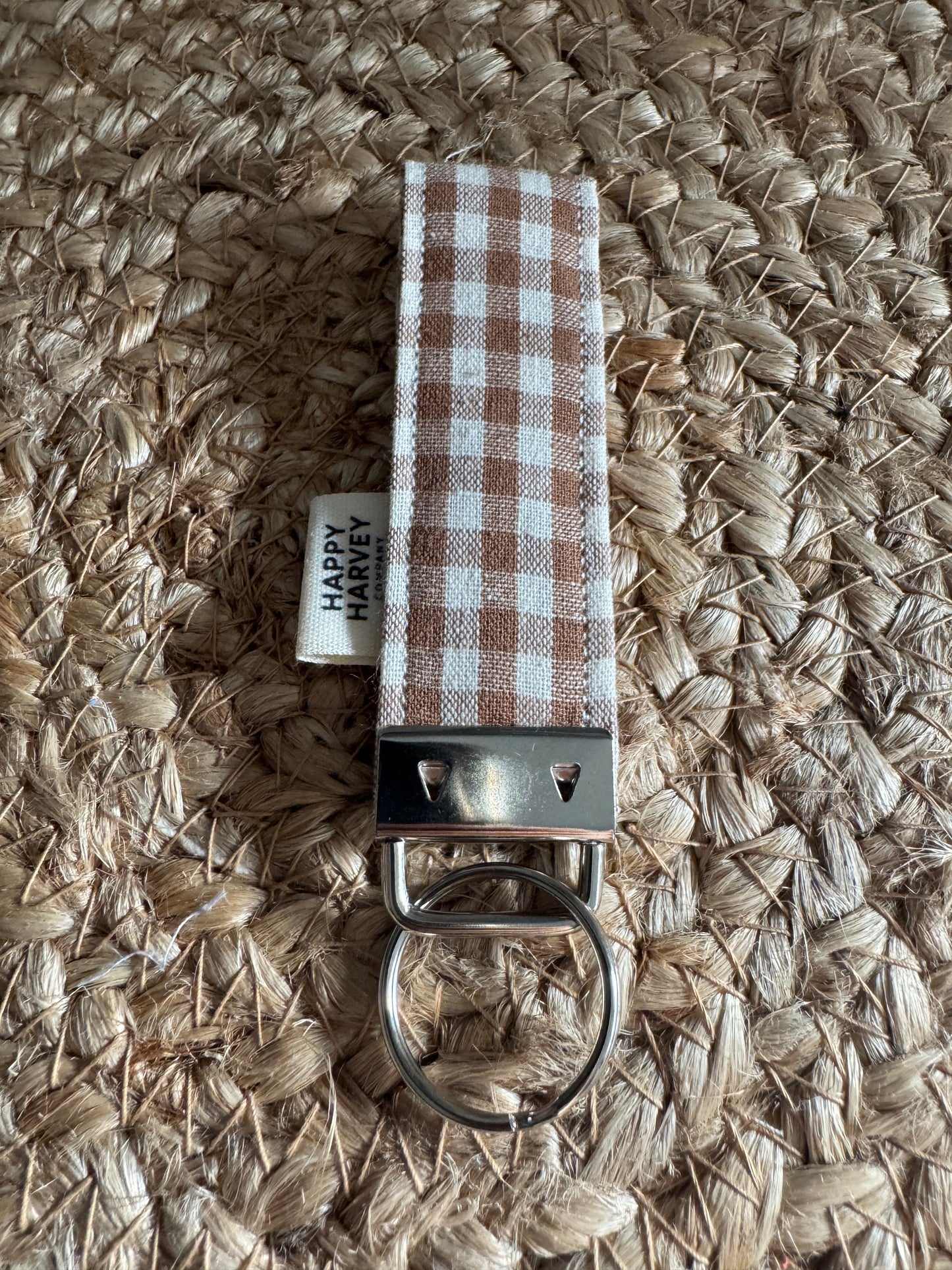 Keychain, checked, brown, back