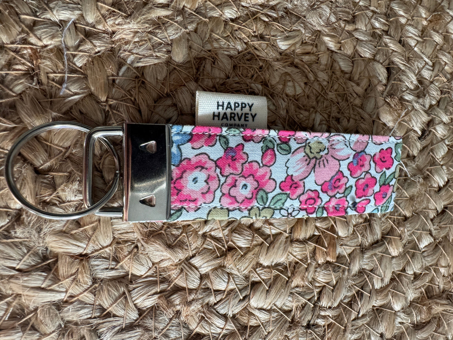 Keychain, flowers, pink, back