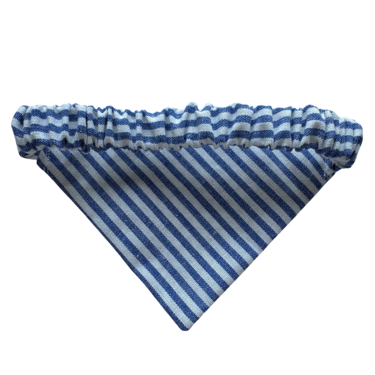Elasticated blue and white striped bandana, Linen