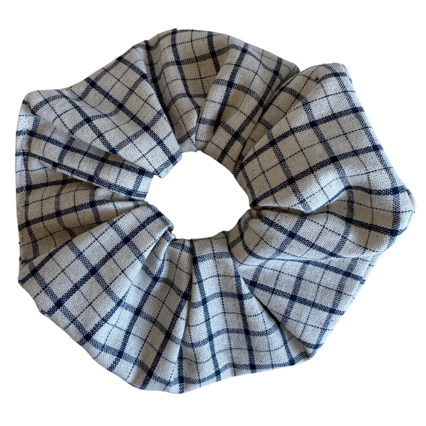 Beige and blue scrunchie L, Checked