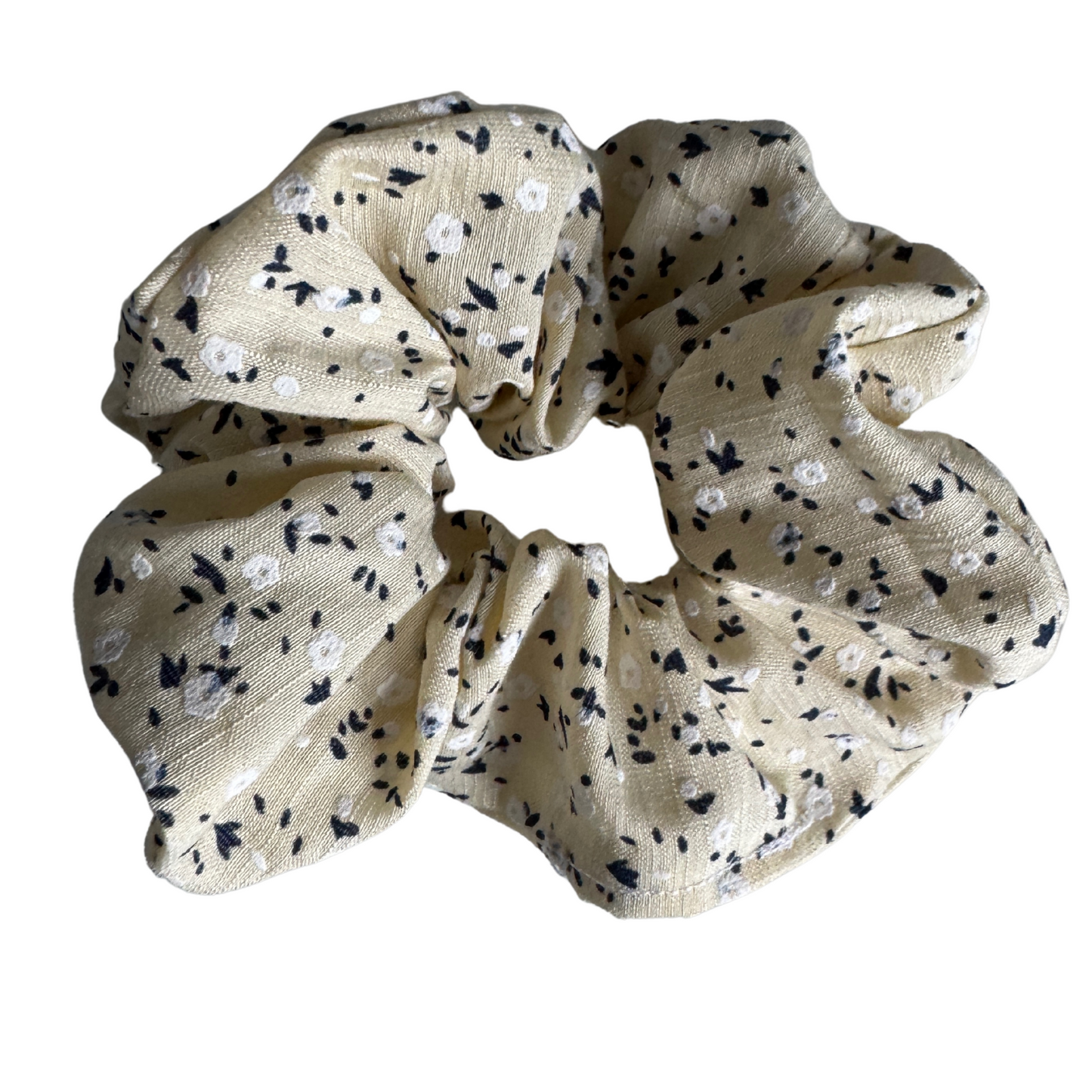 Pale creamy yellow scrunchie M, Flowers