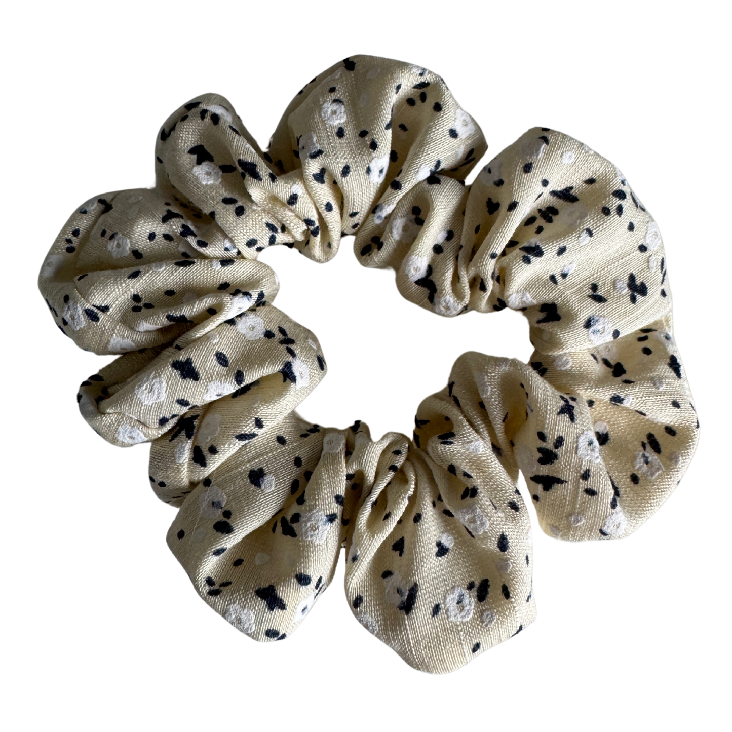 Pale creamy yellow scrunchie S, Flowers