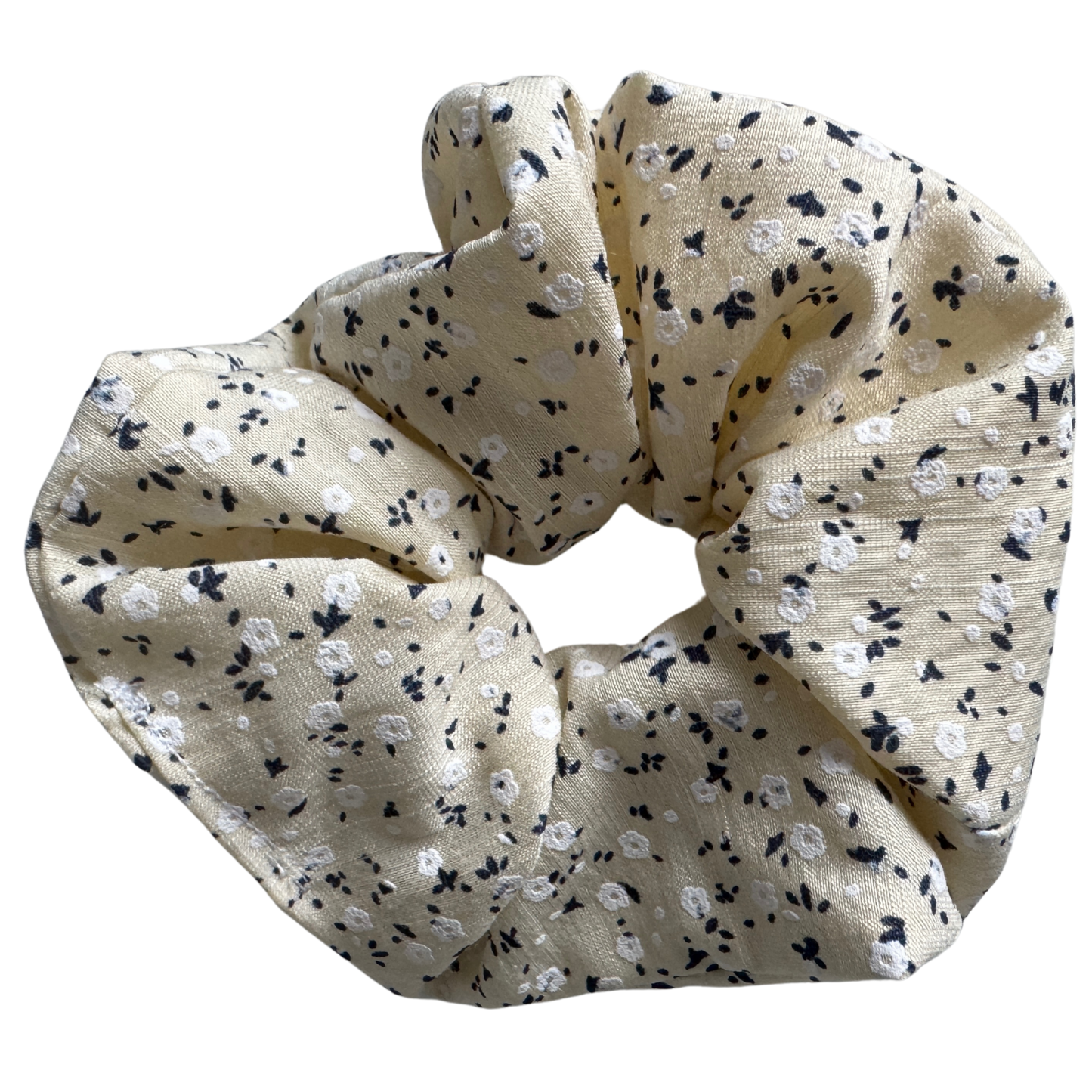 Pale creamy yellow scrunchie L, Flowers