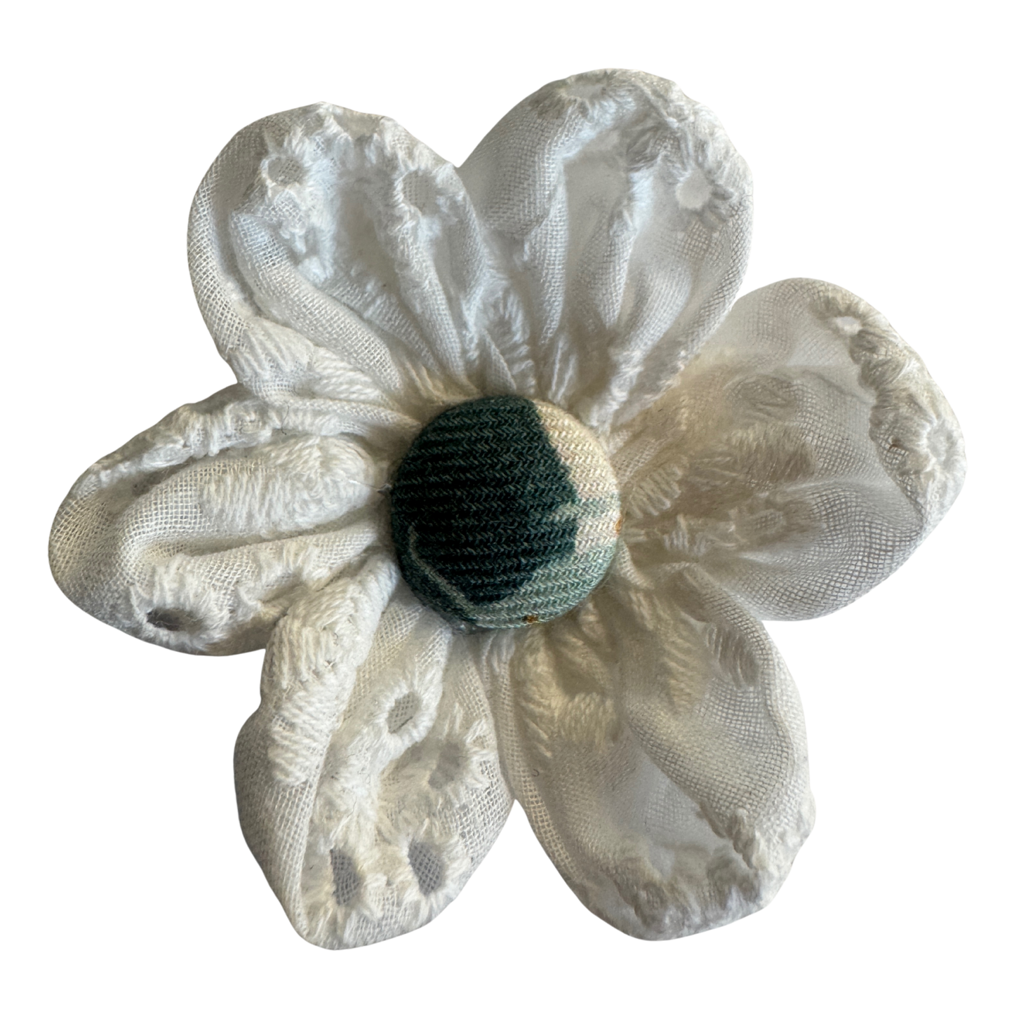 Collar flower, white broderie anglaise