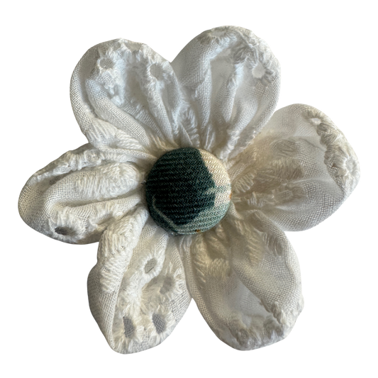 Collar flower, white broderie anglaise