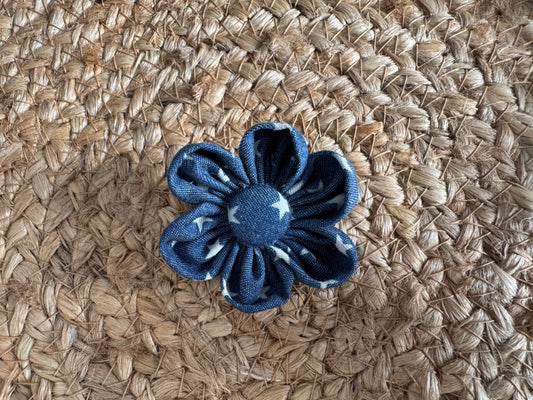 Collar flower, Denim with white stars