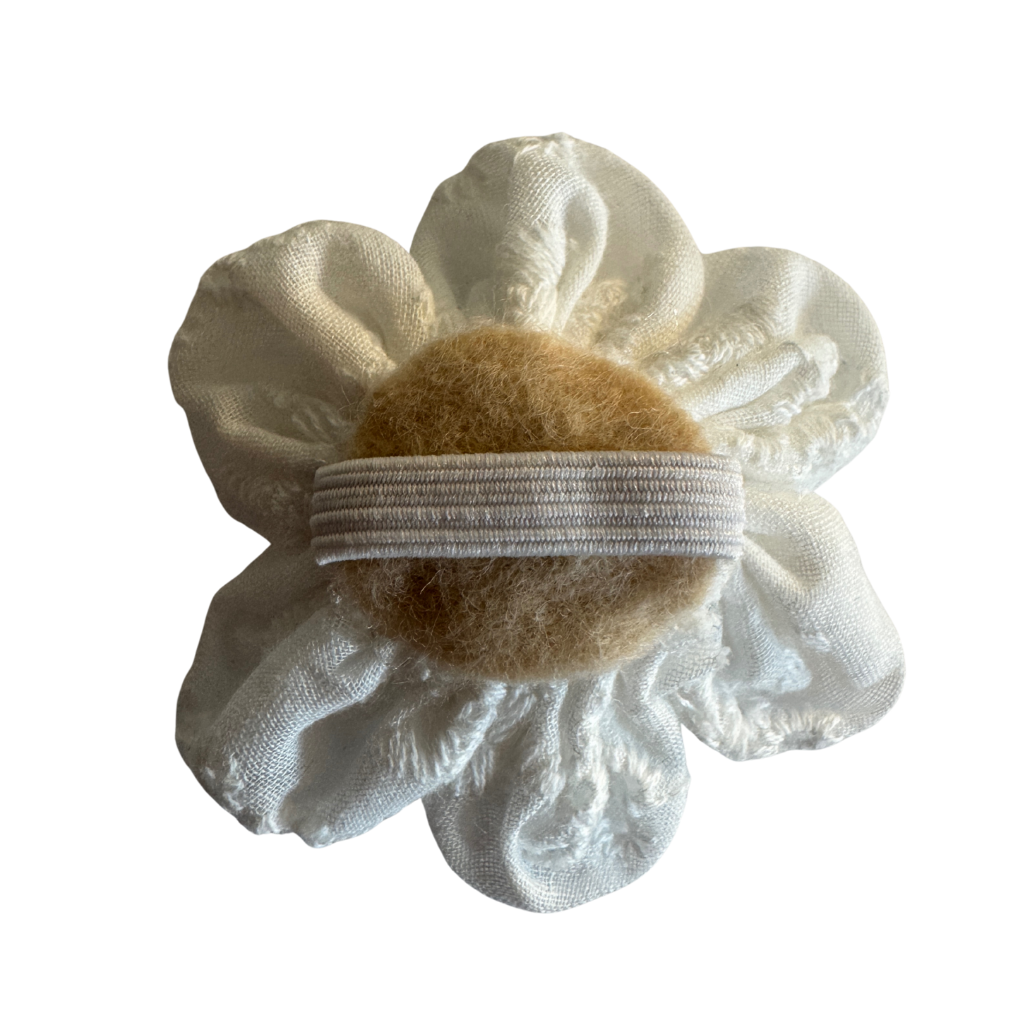 Collar flower, white broderie anglaise