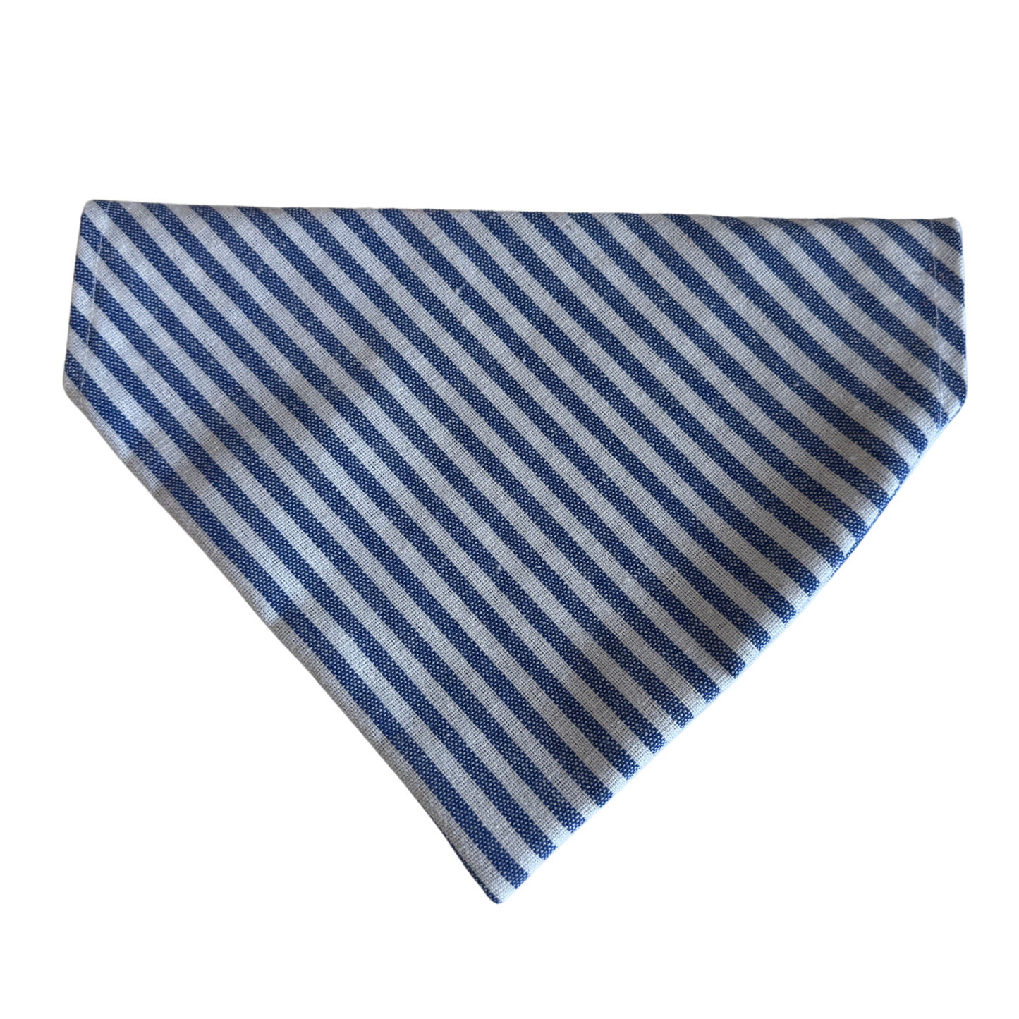 Blue and white striped bandana, L, Linen
