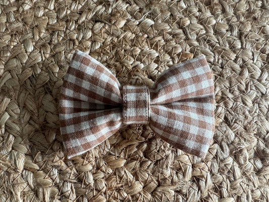 Bow, checked, brown
