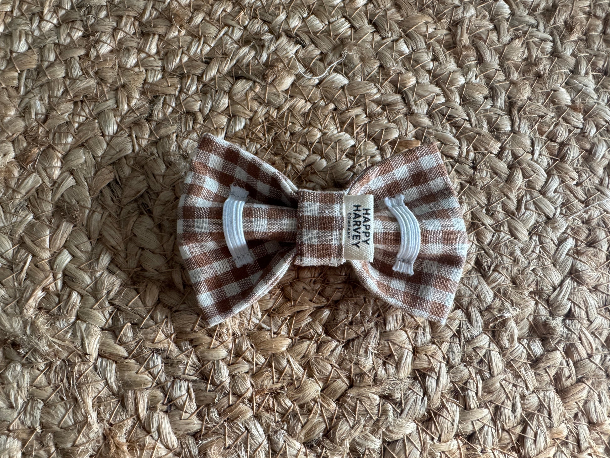 Bow, checked, brown, back