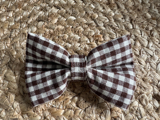 Bow, checked, dark brown
