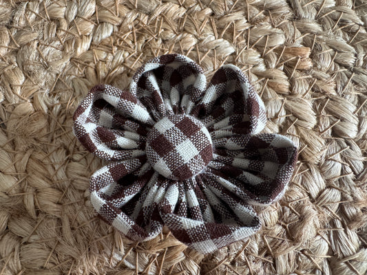 Collar Flower, Autumn Collection, Dark Brown, Checked