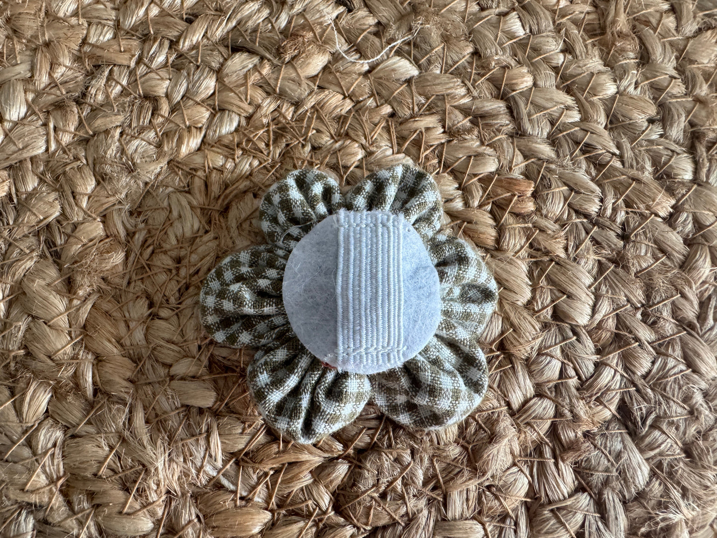 Collar flower, gingham, green, back