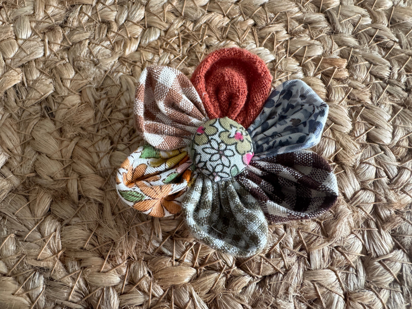 Dog collar flower, mixed autumn fabrics
