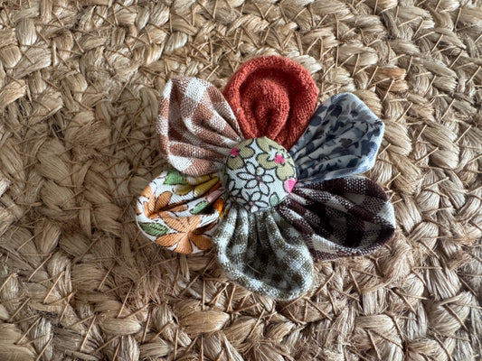 Dog collar flower, mixed autumn fabrics