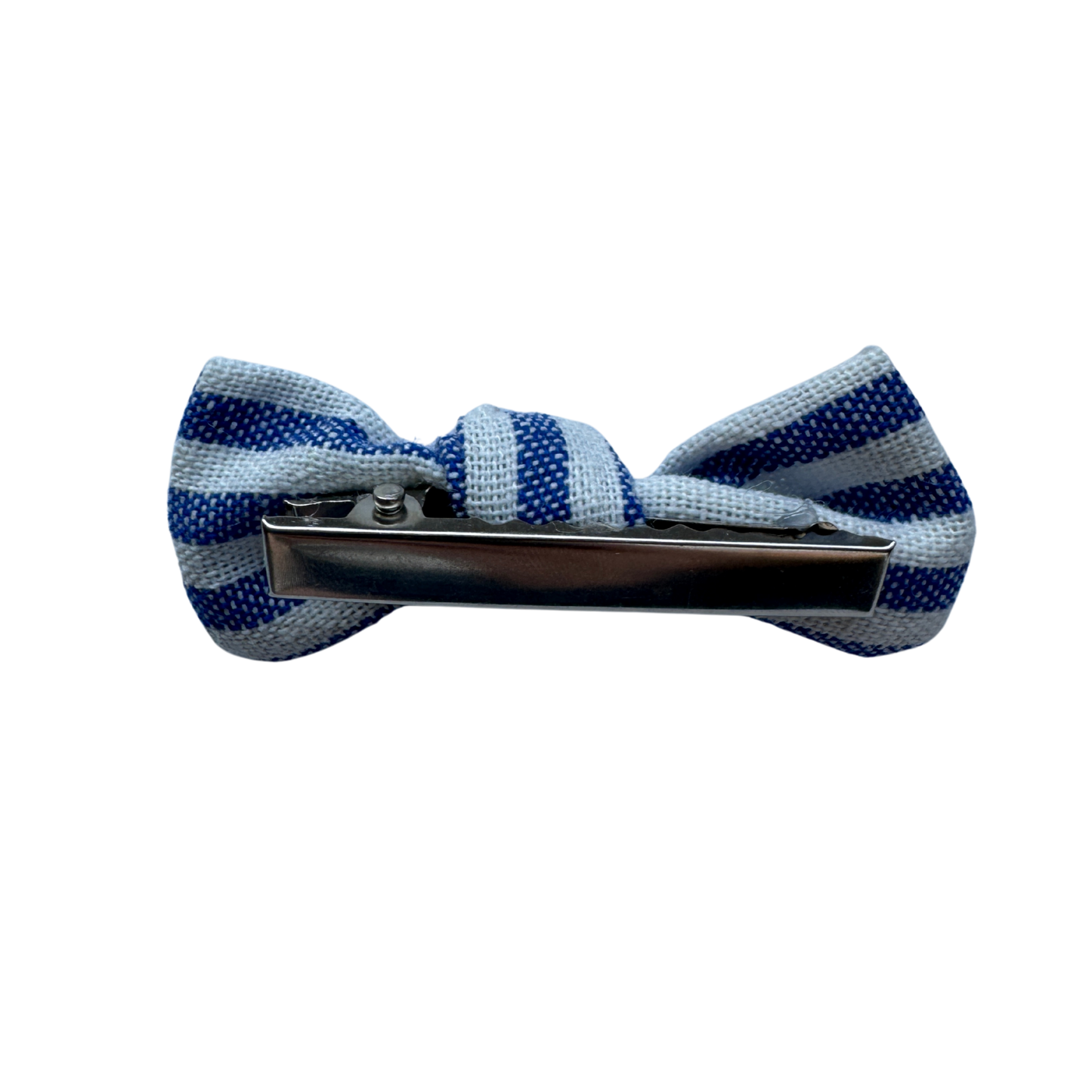 Dog hair clip, blue and white striped