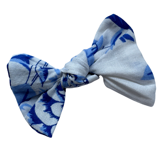 Dog hair clip, blue and white floral