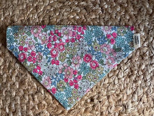Handmade dog bandana pink floral pattern