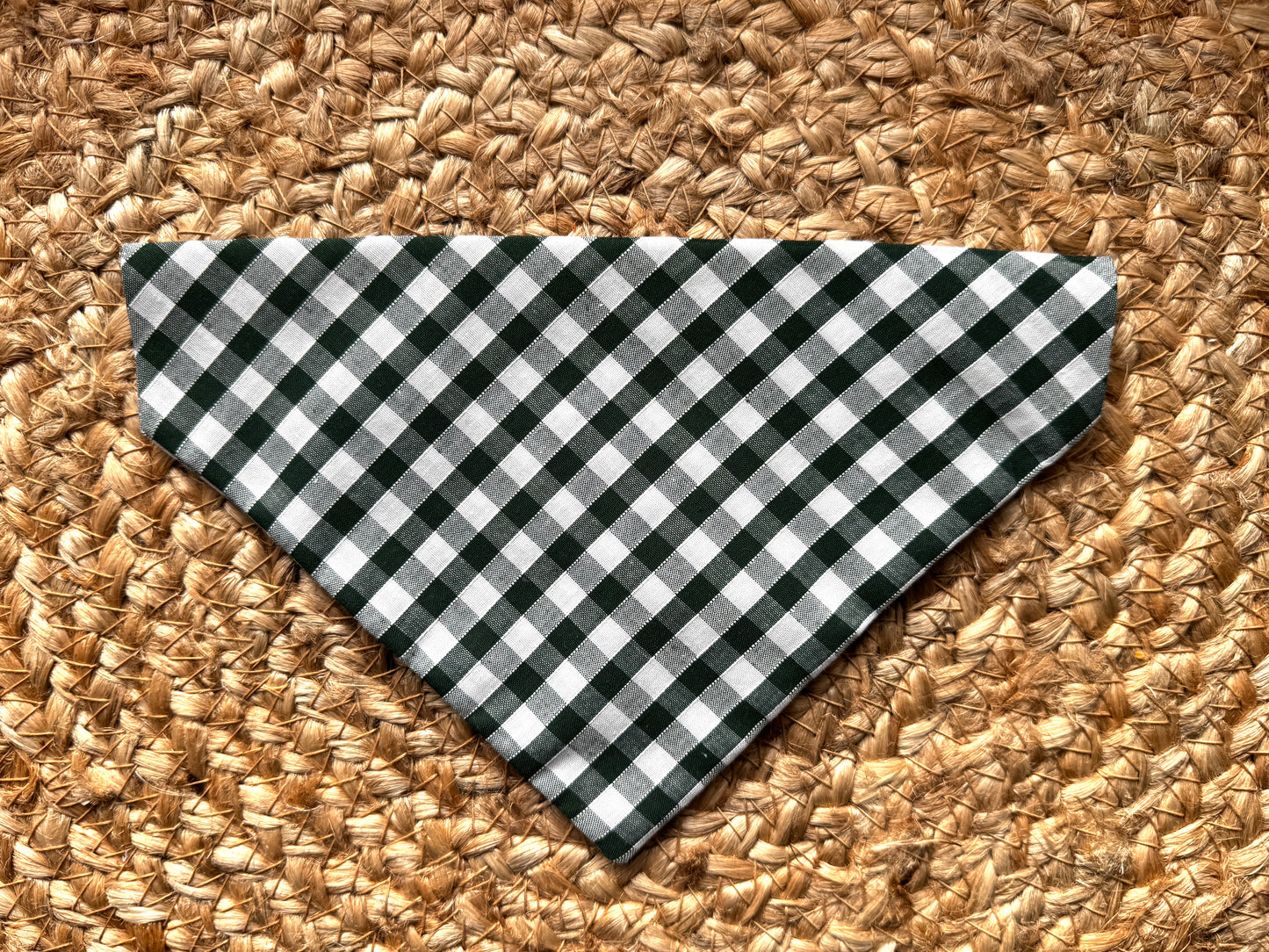 Christmas dog bandana, large green gingham