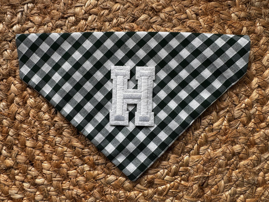 Personalised Christmas dog bandana, large green gingham