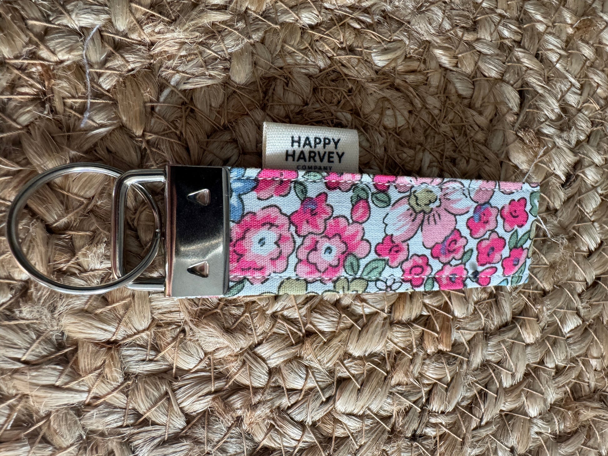 Keychain, flowers, pink, back