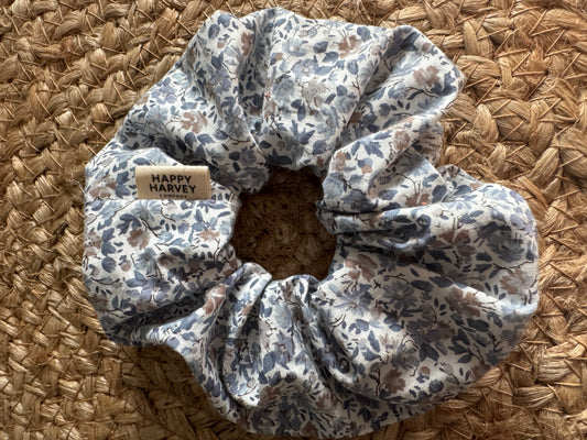 Scrunchie L, Autumn Flowers, Blue