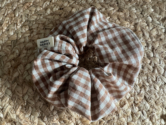 Scrunchie L, Checked, Brown