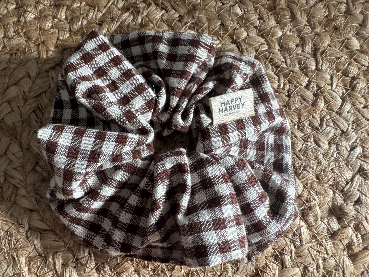 Scrunchie L, Checked, Brown