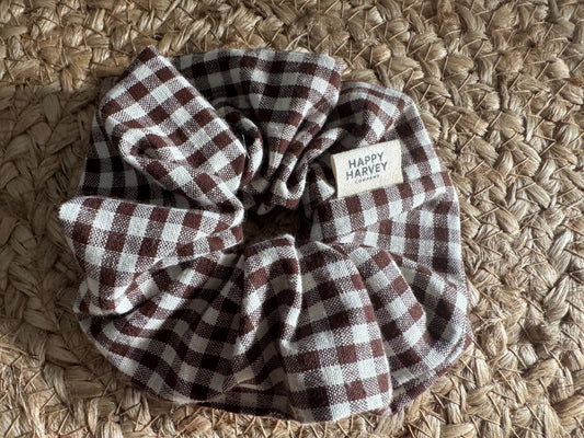 Scrunchie L, Checked, Brown