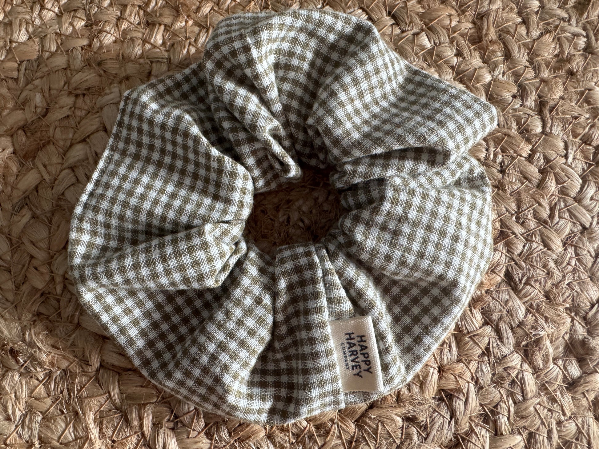 Scrunchie L, gingham, green